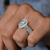 6 CT unique pear shaped engagement ring wide band teardrop ring celebrity style large pear moissanite engagement ring iced out wedding ring