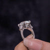 Moissanite Round cut three stone engagement ring 7 CT large Round&baguette moissanite 3 stone engagement ring wedding ring trilogy ring