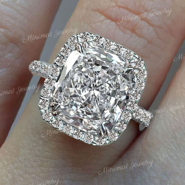 8 CT radiant cut moissanite engagement ring,cathedral Radiant halo ring,luxury celebrity style,large Radiant Moissanite wedding ring women