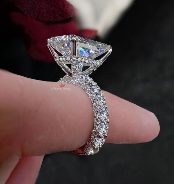 Lab Grown Diamond Ring 6CT Radiant Cut Engagement Ring for Women Hidden Halo IGI Certified Large diamond Wedding Ring Anniversary gift ring