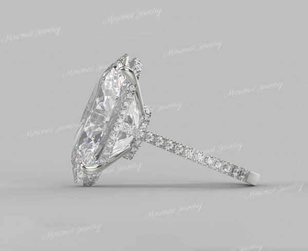 16 CT Oval moissanite engagement ring Hidden halo cathedral unique,Solitaire big large Oval engagement ring,celebrity style wedding ring