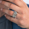 mens engagement ring moissanite ring mens wedding ring mens wedding band mens gift 6 CT emerald cut iced out gift for him unique mens ring