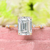 2.5 CT emerald cut moissanite engagement ring,hidden halo,unique emerald cut solitaire moissanite,pave space 18k/14k gold,wedding ring women