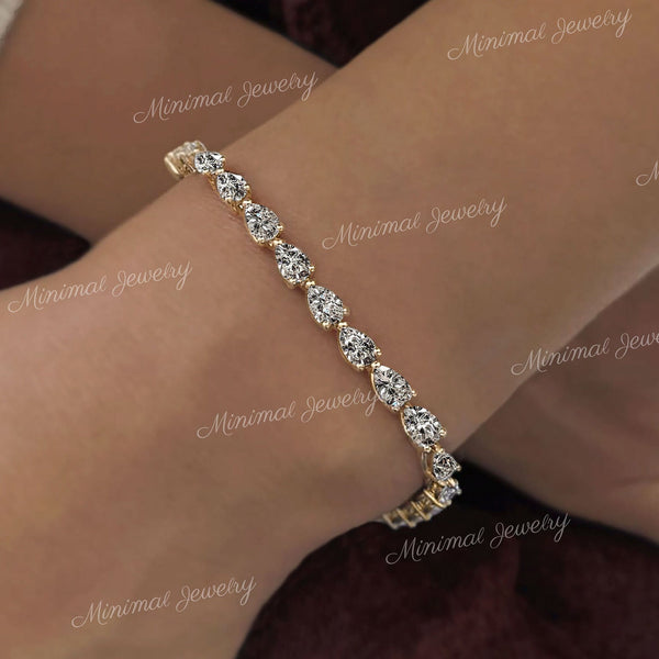 pear tennis bracelet Moissanite bracelet,solid 14k gold tennis bracelet,moissanite tennis bracelet,luxury lab diamond tennis bracelet,women