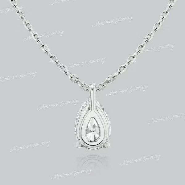 Pear shaped moissanite pendant 14k/18k solid gold chain necklace solitaire moissanite necklace tear drop necklace rose gold necklace