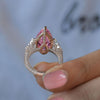 6 CT luxury pink moissanite pear shaped engagement ring,large Three stone pink pear ring,unique celebrity style,big cocktail wedding ring