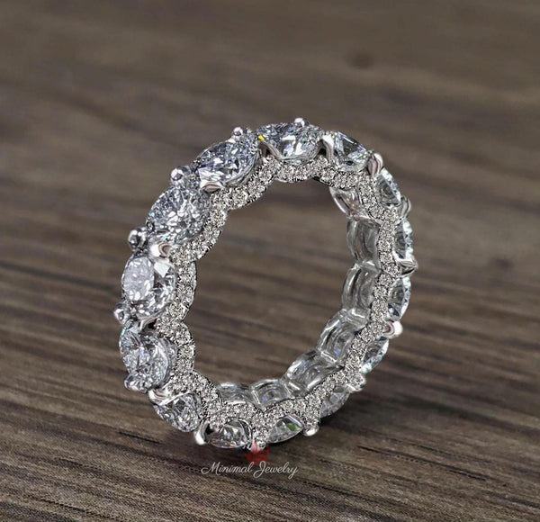 Moissanite eternity band 14k gold moissanite wedding band full eternity ring unique modern thick 4mm wedding band Matching stackable rings