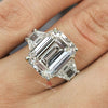 5.9 TCW Three Stone Emerald Cut Moissanite Engagement Ring,luxury celebrity style,trapezoid&big large 3 stone Emerald Cut ring,wedding ring
