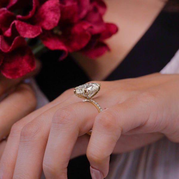 7.5CT marquise diamond ring Lab grown diamond engagement ring hidden halo Solitaire IGI Certified diamond Wedding Anniversary ring for women