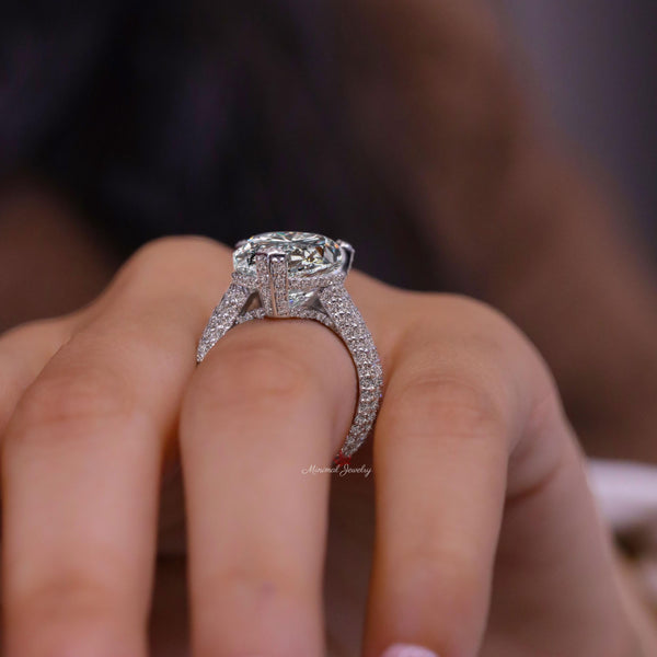 Pear Moissanite Wedding Ring large Anniversary Ring Wide Band Solitaire 10.5CT Pear Shaped Engagement Ring 9th-10th Anniversary Gift Women