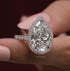 pear lab grown diamond halo ring 6CT pear shaped engagement ring IGI certified diamond wedding ring large diamond anniversary Ring for women