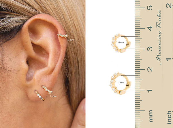 Helix hoop,diamond helix earring,14k solid gold,diamond huggies,cartilage hoop,cartilage earring•helix hoop earring•small•tiny hoop earrings