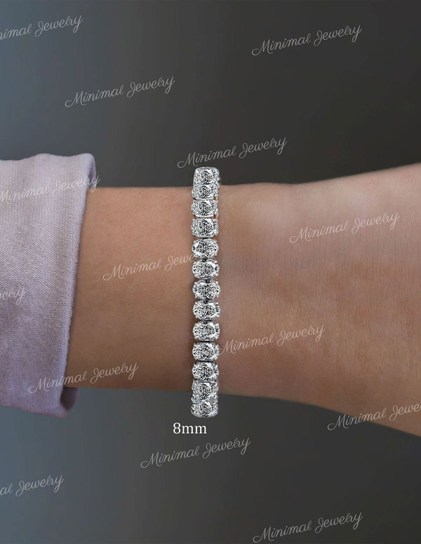 Oval Moissanite tennis bracelet,10k/14k solid gold bracelet oval moissanite bracelet,luxury eternity,lab diamond tennis bracelet,women