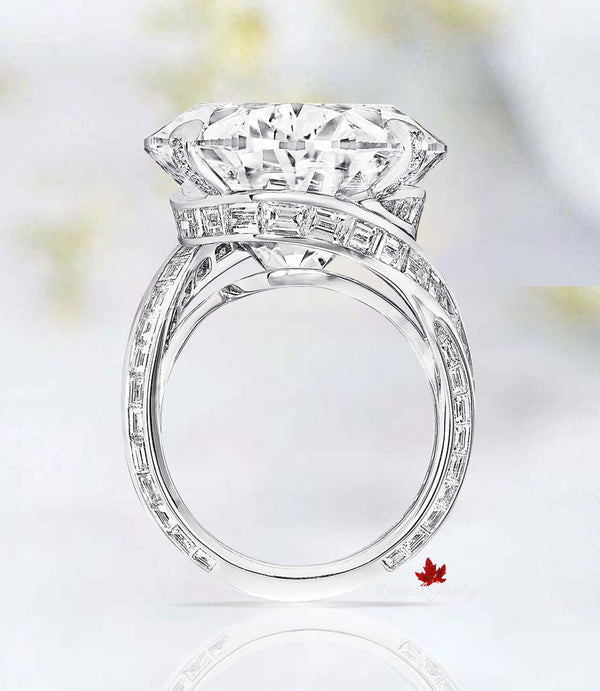 13 CT Oval moissanite engagement ring Large oval solitaire celebrity style oval engagement ring wide band cocktail Luxury wedding rings
