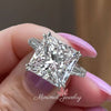 6ct princess moissanite engagement ring Three stone engagement ring hidden halo large square diamond wedding ring anniversary ring for women