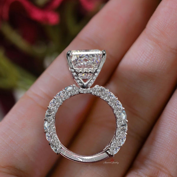 Lab Grown Diamond Ring 6CT Radiant Cut Engagement Ring for Women Hidden Halo IGI Certified Large diamond Wedding Ring Anniversary gift ring