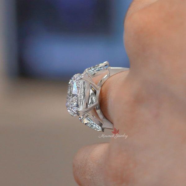11.5 CT Oval Moissanite Engagement Ring Three Stone Wedding Ring Large Moissanite Diamond Cocktail Statement Ring Anniversary bridal Jewelry
