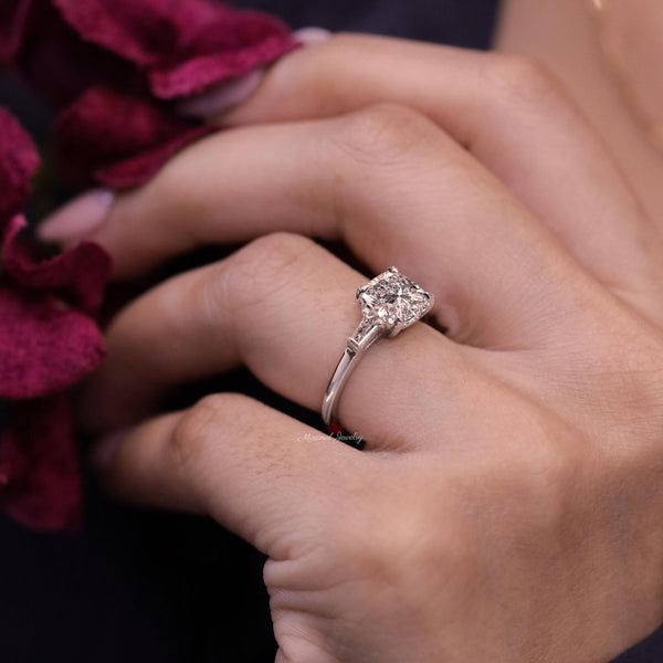 lab grown diamond engagement ring 2.6CT cushion cut Three stone Lab diamond ring IGI Certified diamond Proposal Wedding Promise Ring for Her