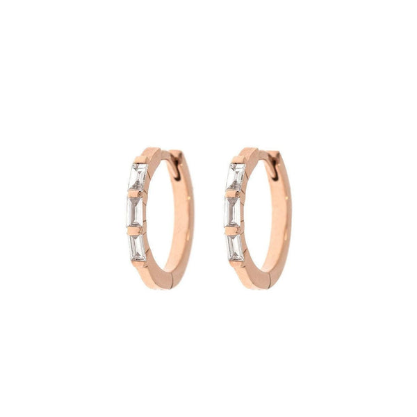 Baguette hoops,huggie hoop earrings,14k solid gold hoop earrings,small gold hoops,mini,tiny hoop earrings•diamond huggies•diamond hoops•8mm