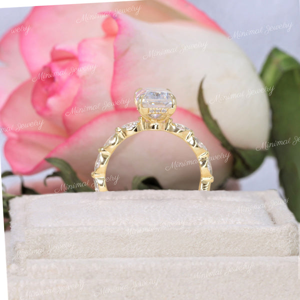 2.5CT radiant cut engagement ring,moissanite radiant,solitaire,radiant cut ring,diamond hidden halo ring,moissanite ring•wedding ring•women