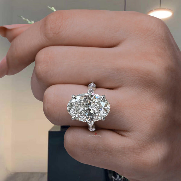 Oval moissanite engagement ring 8CT Moissanite Solitaire white Gold Wedding statement ring bridal jewelry big large diamond cocktail ring