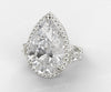 6.5 CT pear shaped engagement ring,Three stone moissanite pear halo,unique celebrity style,trapezoid&large pear moissanite,rare wedding ring