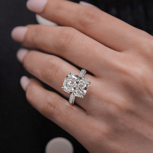14.5 CT elongated cushion cut moissanite Engagement Ring hidden halo large solitaire 14K Gold Wedding Anniversary Ring Bridal Statement ring