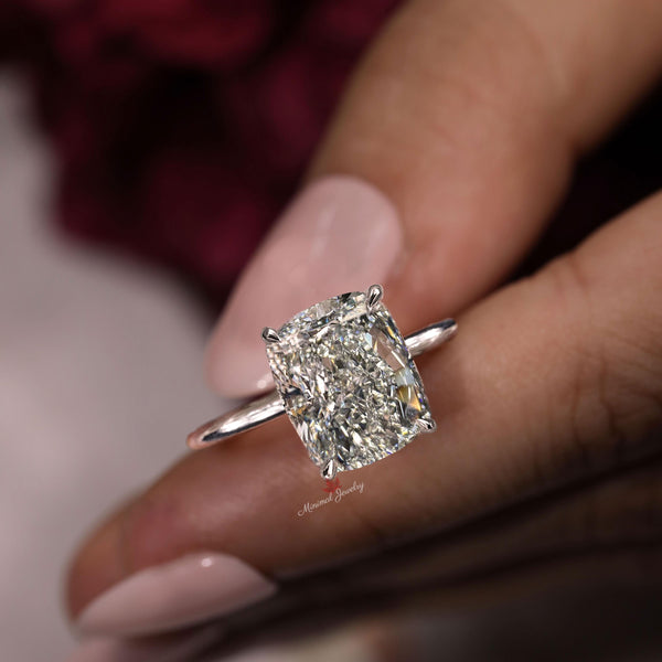 lab grown diamond engagement ring 6.5CT IGI Certified solitaire cushion cut diamond Wedding ring simple engagement ring Anniversary ring