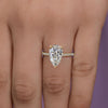 14k solid gold lab grown diamond pear shaped engagement ring cathedral hidden halo 3.1CT lab diamond ring Certified CVD Diamond wedding ring