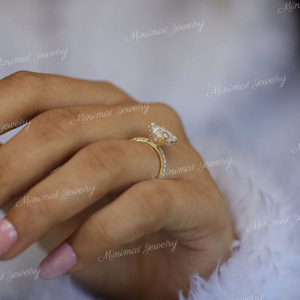 2.5 CT Emerald cut engagement ring,hidden halo,Moissanite Emerald solitaire ring,1.5mm thin band,modern aniversary ring,wedding ring,women