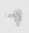 13.7 TCW Three stone Moissanite pear shaped engagement ring set,celebrity style,baguette&big large unique pear shaped ring,wedding ring set
