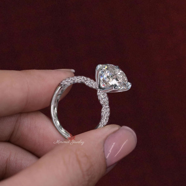 3CT Oval moissanite engagement ring infinity band moissanite solitaire oval engagement ring unique oval cut wedding ring anniversary gift