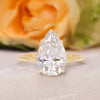 3 CT pear moissanite engagement ring hidden halo claw 4 prong solitaire pear shaped ring custome hand made classic wedding ring for women