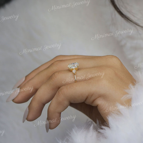 2.5 CT Cushion cut engagement ring,three stone moissanite ring,bezel set moissanite ring side kite&elongated cushion wedding propose ring