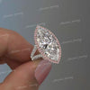 6CT Marquise Moissanite Engagement Ring: Split Shank Halo, Two Tone