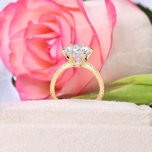 2.5 CT Round cut moissanite engagement ring solitaire round brilliant claw 6 prong promise wedding ring simple engagement ring for women