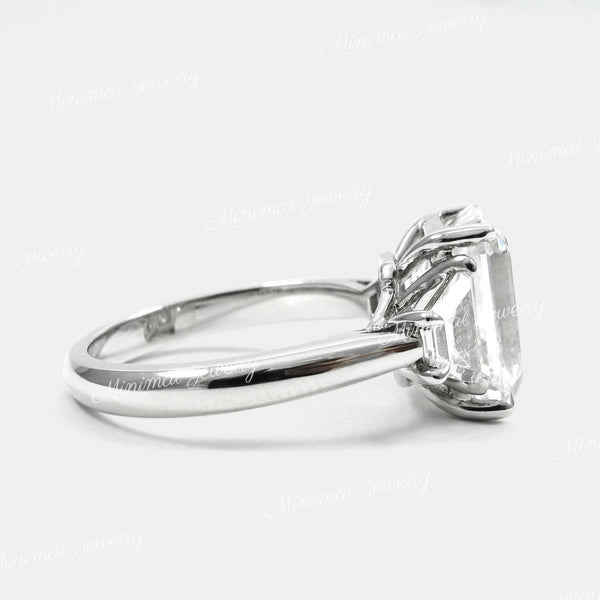 5.9 TCW Three Stone Emerald Cut Moissanite Engagement Ring,luxury celebrity style,trapezoid&big large 3 stone Emerald Cut ring,wedding ring