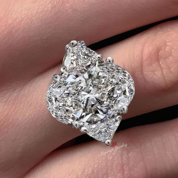 9ct Oval Moissanite Engagement Ring 14k solid gold Three Stone oval moissanite Wedding Ring Large oval cut solitaire anniversary ring women