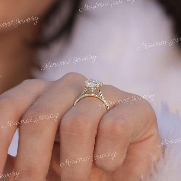 3 CT pear moissanite engagement ring,hidden halo,solitaire cathedral ring,unique pear shaped moissanite ring,wedding ring,women,14k gold