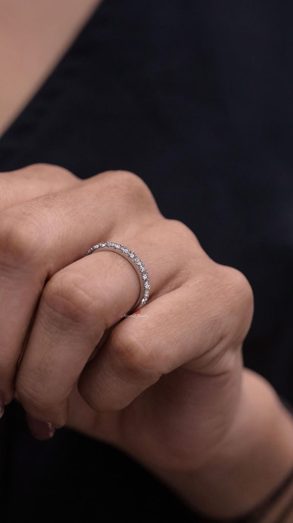 Dainty 14k Gold Lab Grown Diamond Wedding Band: Thin Stackable Ring