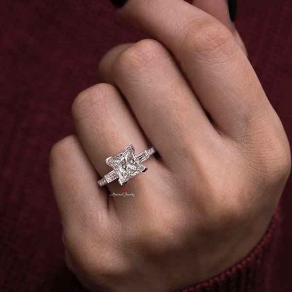 1.3CT Princess Cut Lab Grown Diamond Ring Solitaire simple Engagement Ring IGI Certified diamond Wedding Ring Dainty promise ring for her