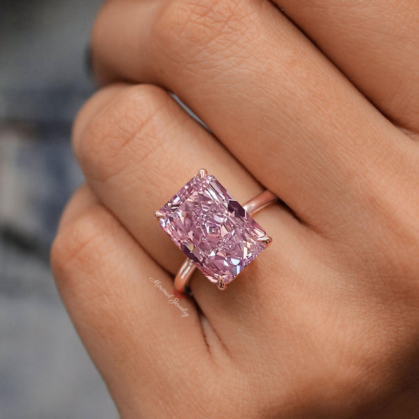 10 CT Radiant morganite engagement ring rose gold morganite ring pink morganite solitaire ring large morganite wedding ring cocktail ring
