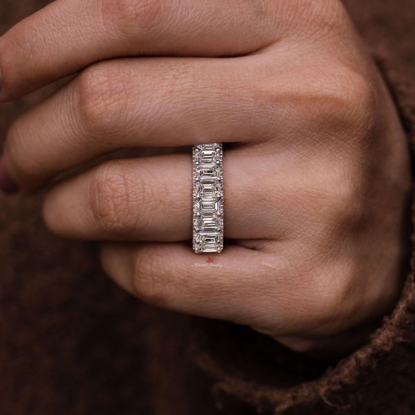 Lab Grown Diamond Eternity Ring: Emerald Cut Wedding Band, 4.64 TCW