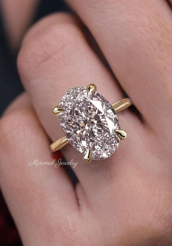 oval lab diamond engagement ring IGI Certified 5CT lab grown diamond ring 14k gold solitaire oval cut diamond Wedding Anniversary ring women