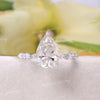3 CT pear shaped engagement ring solitaire pear moissanite ring hidden halo unique vintage style engagement ring 14k white gold wedding ring