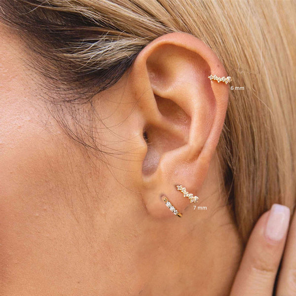 diamond helix earring,Helix hoop,14k solid gold huggies hoop earrings,cartilage hoop,cartilage earring,diamond huggies,small•diamond hoops