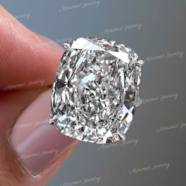 Elongated cushion cut engagement ring solitaire 16ct cushion moissanite statement wedding ring women large diamond anniversary gift ring