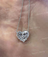 Moissanite pendant necklace,18k/14k solid gold chain necklace,solitaire pendant necklace 4.13CT heart pendant moissanite necklace,minimalist