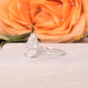 3 CT pear moissanite engagement ring,cathedral ring,hidden halo,solitaire pear shaped ring,pave accent floating ring,wedding ring•women