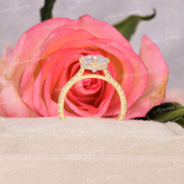 2.5 CT Cushion Cut Moissanite,hidden halo Engagement Ring,solitaire elongated cushion Cathedral ring,kim kardashian ring style wedding Ring